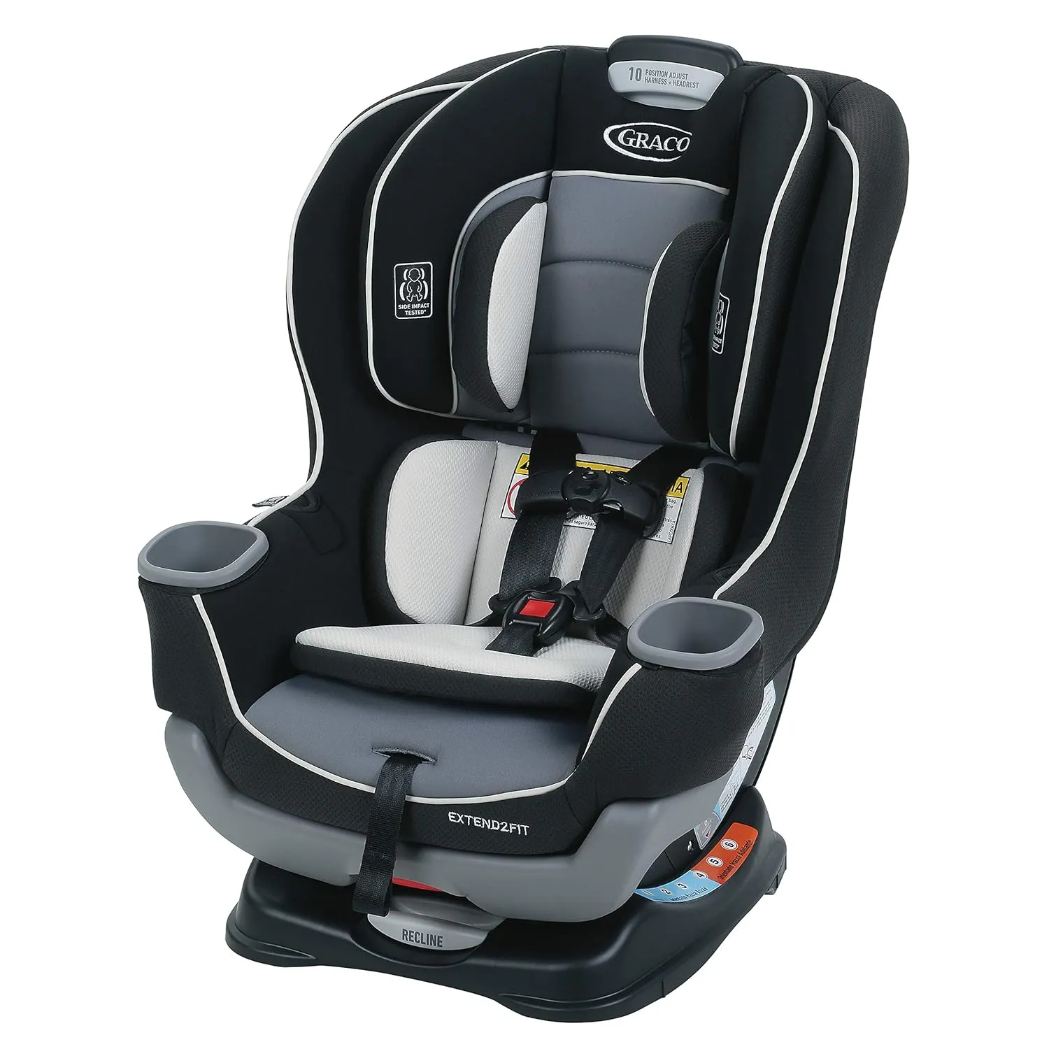 Graco Extend2Fit Convertible Baby Car Seat, Rear and Forward Facing, Adjustable Extension Panel for Extra Legroom, Gotham