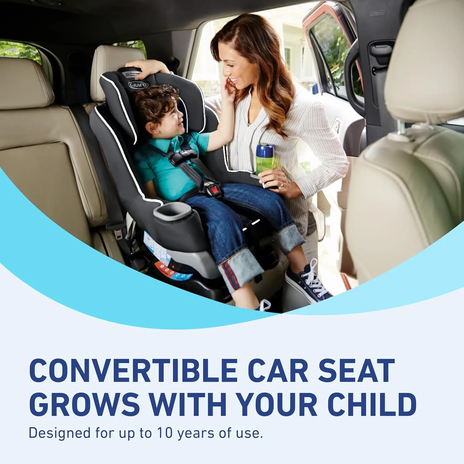 Graco Extend2Fit Convertible Car Seat, Rear-Facing and Forward-Facing, Extended Rear-Facing Seat Option, Redmond, Ideal for Newborns, Infants, and Toddlers