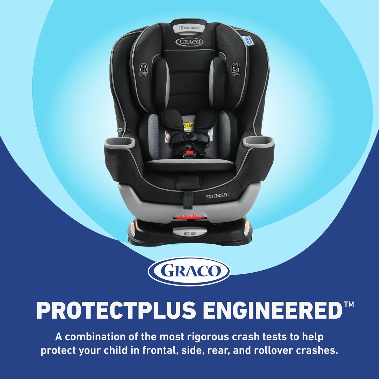 Graco Extend2Fit Convertible Car Seat, Rear-Facing and Forward-Facing, Extended Rear-Facing Seat Option, Redmond, Ideal for Newborns, Infants, and Toddlers