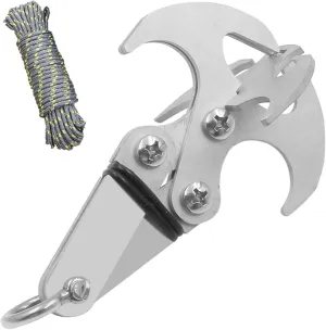Grappling Hooks|Stainless Steel Folding Grappling Hook Outdoor Climbing Claw Multifunctional Carabiner Travel Rescue Tool Climbing Tool,Survival Carabiner Rescue EDC Tool Tactical