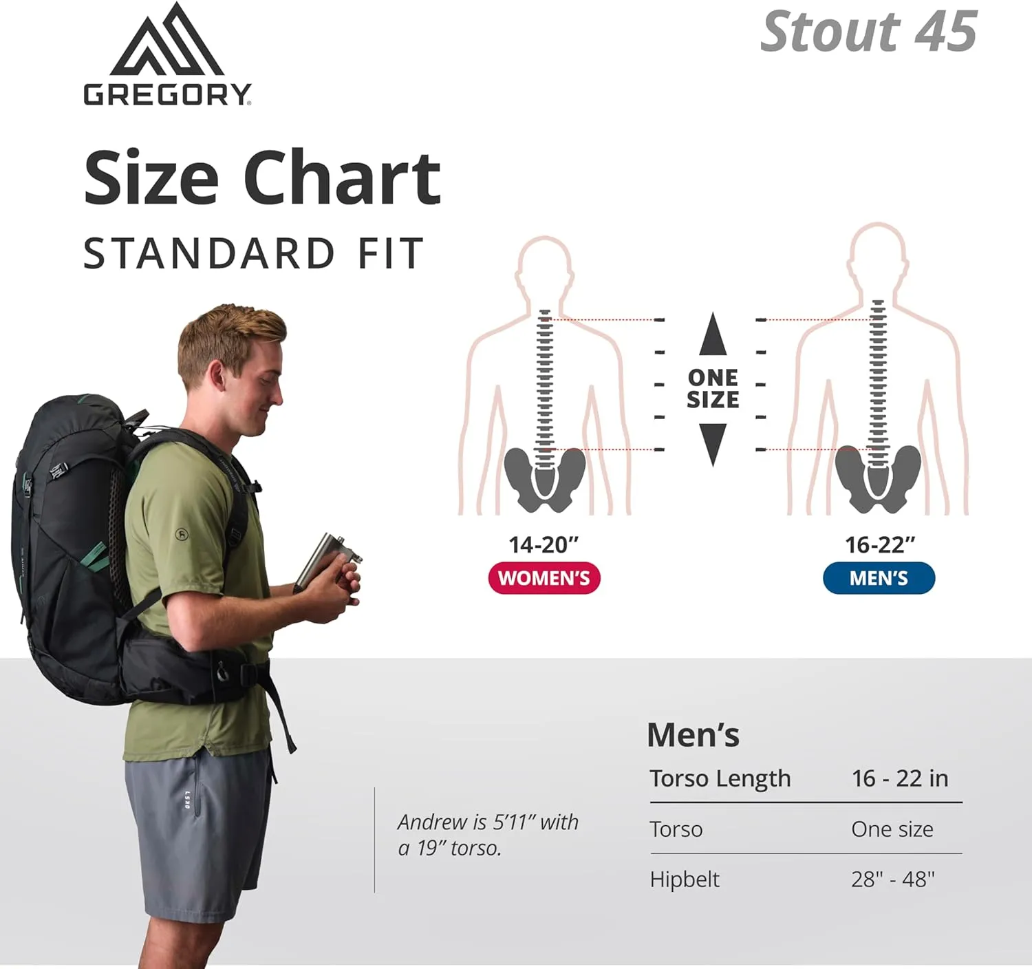 Gregory Stout 45 Unisex Backpacking Pack, One Size Fits All, Compass Blue