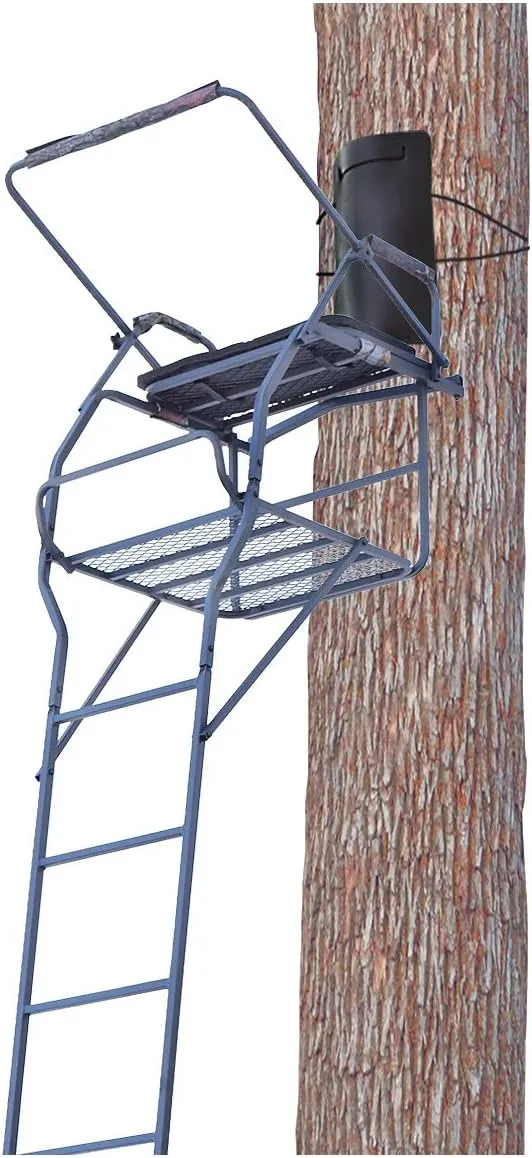 Guide Gear 18’ Jumbo Ladder Tree Stand for Hunting with Seat and Shooting Rest, Deer Hunting Accessories Camo