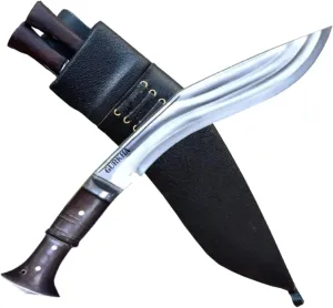 Gurkha Authentic Multi Stripe 3 Chira Hand-Hammered/Forged Historical Kukri Knife 10" Blade Carbon Steel Khukuri with Leather Sheath & 2 Small Knives - Handmade in Nepal