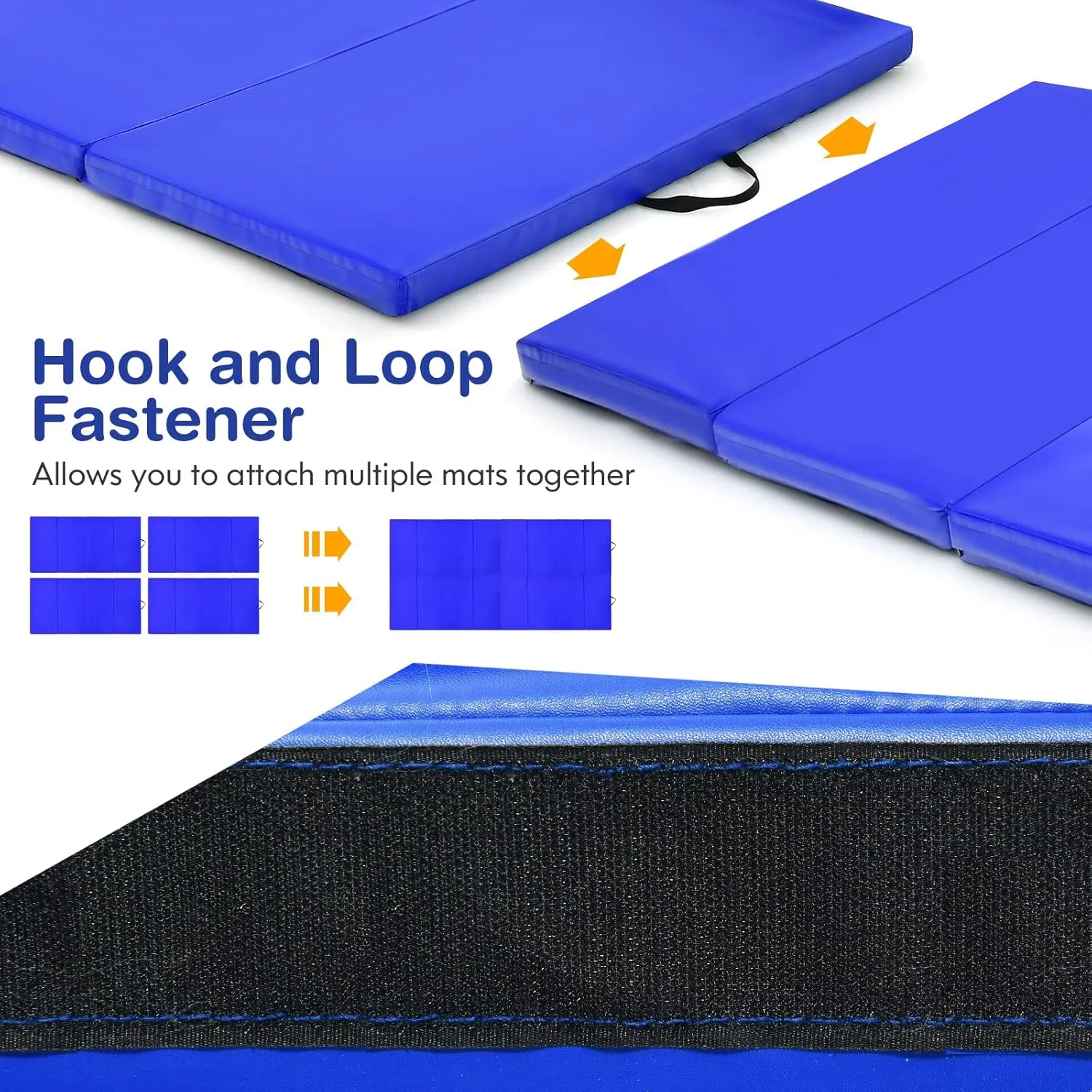 GYMAX Gymnastics Mat, 4 FT x 8 FT x 2 Inches Folding Exercise Mat w/Carry Handles & Sturdy Stitching Waterproof Cover, Tumbling Mat for Yoga Stretching Martial Arts Home Gym