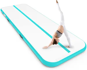 Gymnastic Mats for Home Use Kids Adults, Thickness Inflatable Gymnastics Mat with Electric Pump and Storage Bag, Air Cheer Mat for Training Yoga Cheerleading Gym Outdoor