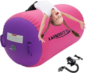 Gymnastics Air Barrel Roller Air Spot, 39.37inch*31.5inch Inflatable Tumbling Mat Tumble Track Gymnastic Equipment Balance Cylinder with Pump for Yoga Cheerleading Home Use Gym