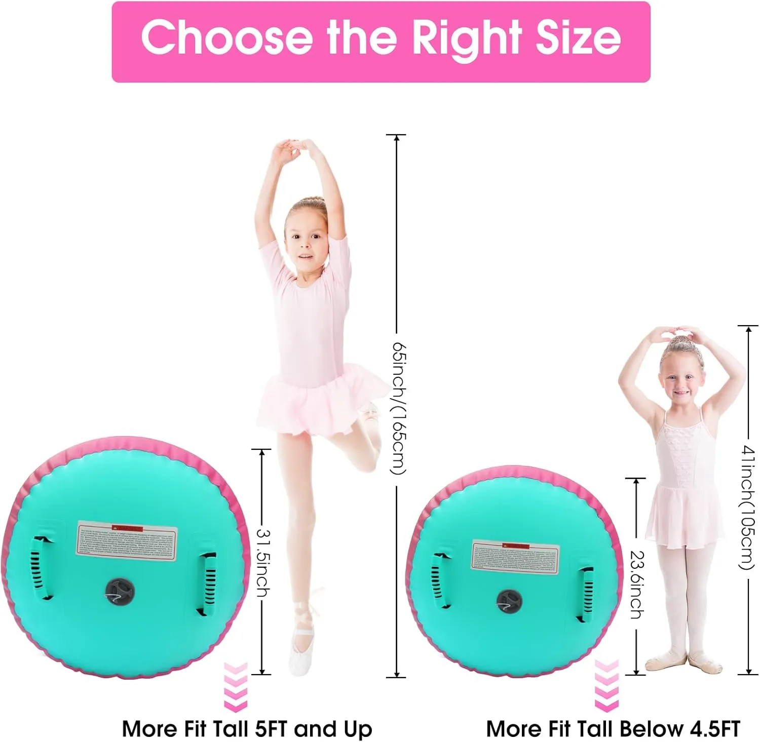 Gymnastics Air Barrel Roller Air Spot, Inflatable Tumbling Mat Tumble Track Gymnastic Equipment Balance Cylinder with Pump for Yoga Cheerleading Home Use Gym