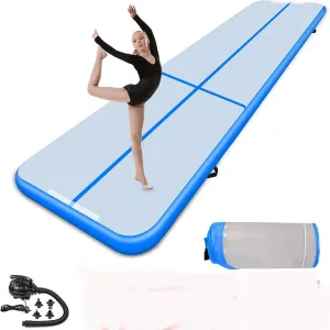Gymnastics Air Mat Tumble Track Tumbling Mat Inflatable Floor Mats With Electric Air Pump (Blue12)