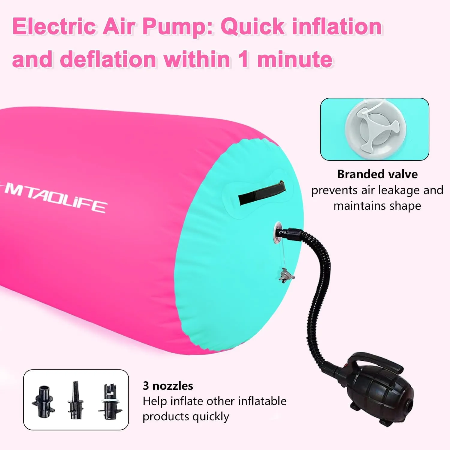 Gymnastics Air Roller Air Barrel, Inflatable Tumble Roller Mat, Air Roller Gymnastics Barrel Kids Back Somersault Backbend Trainer for Yoga Training Cheerleading Home Use