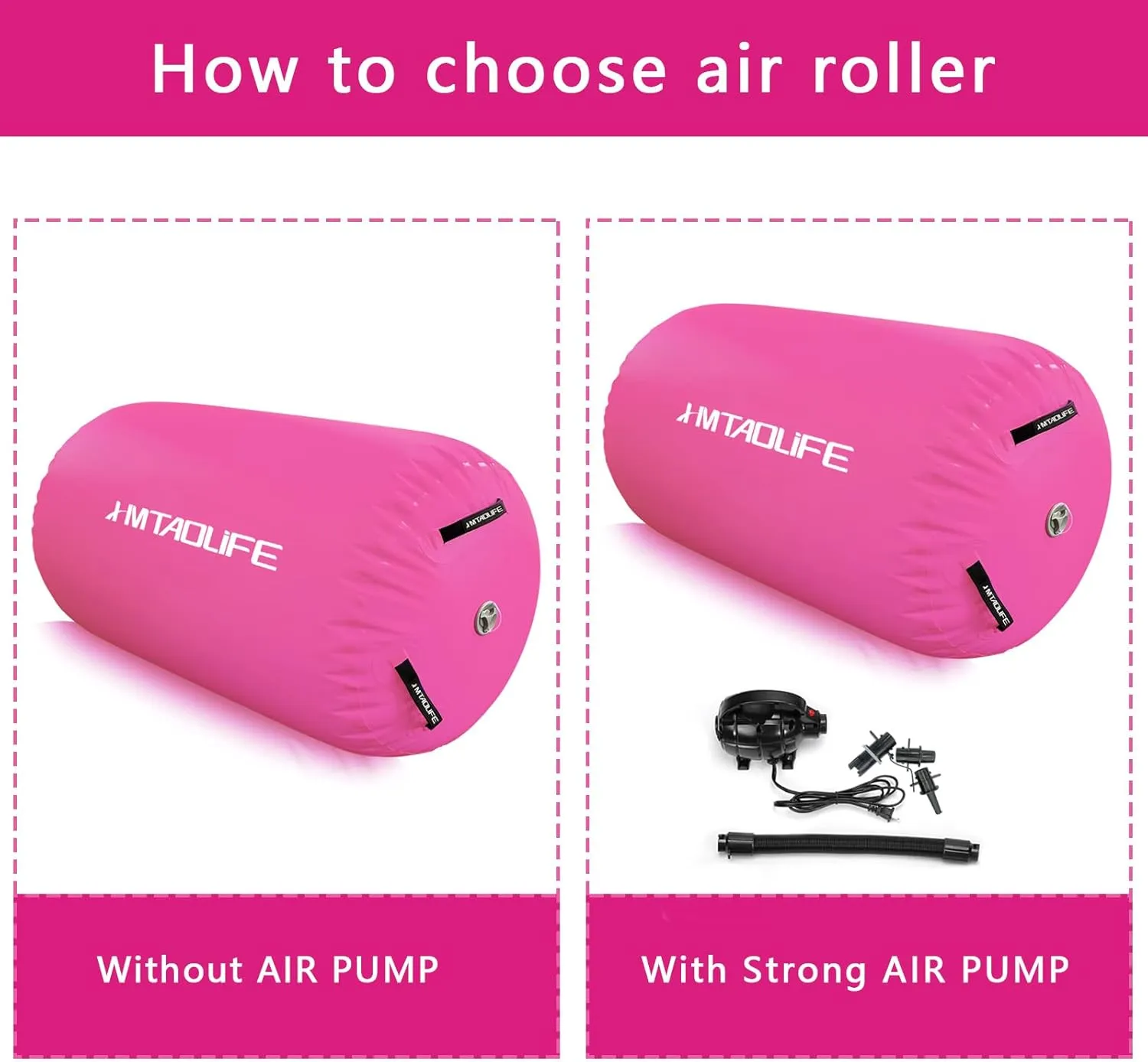 Gymnastics Air Roller Air Barrel, Inflatable Tumble Roller Mat, Air Roller Gymnastics Barrel Kids Back Somersault Backbend Trainer for Yoga Training Cheerleading Home Use