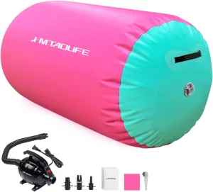 Gymnastics Air Roller Air Barrel, Inflatable Tumble Roller Mat, Air Roller Gymnastics Barrel Kids Back Somersault Backbend Trainer for Yoga Training Cheerleading Home Use