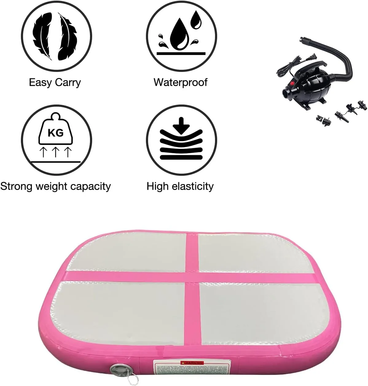 Gymnastics Air Roller Air Barrel Inflatable Tumbling Mat, Tumble Track Backhandspring Mat Gymnastic Equipment with Pump for Yoga Training Cheerleading Home Use