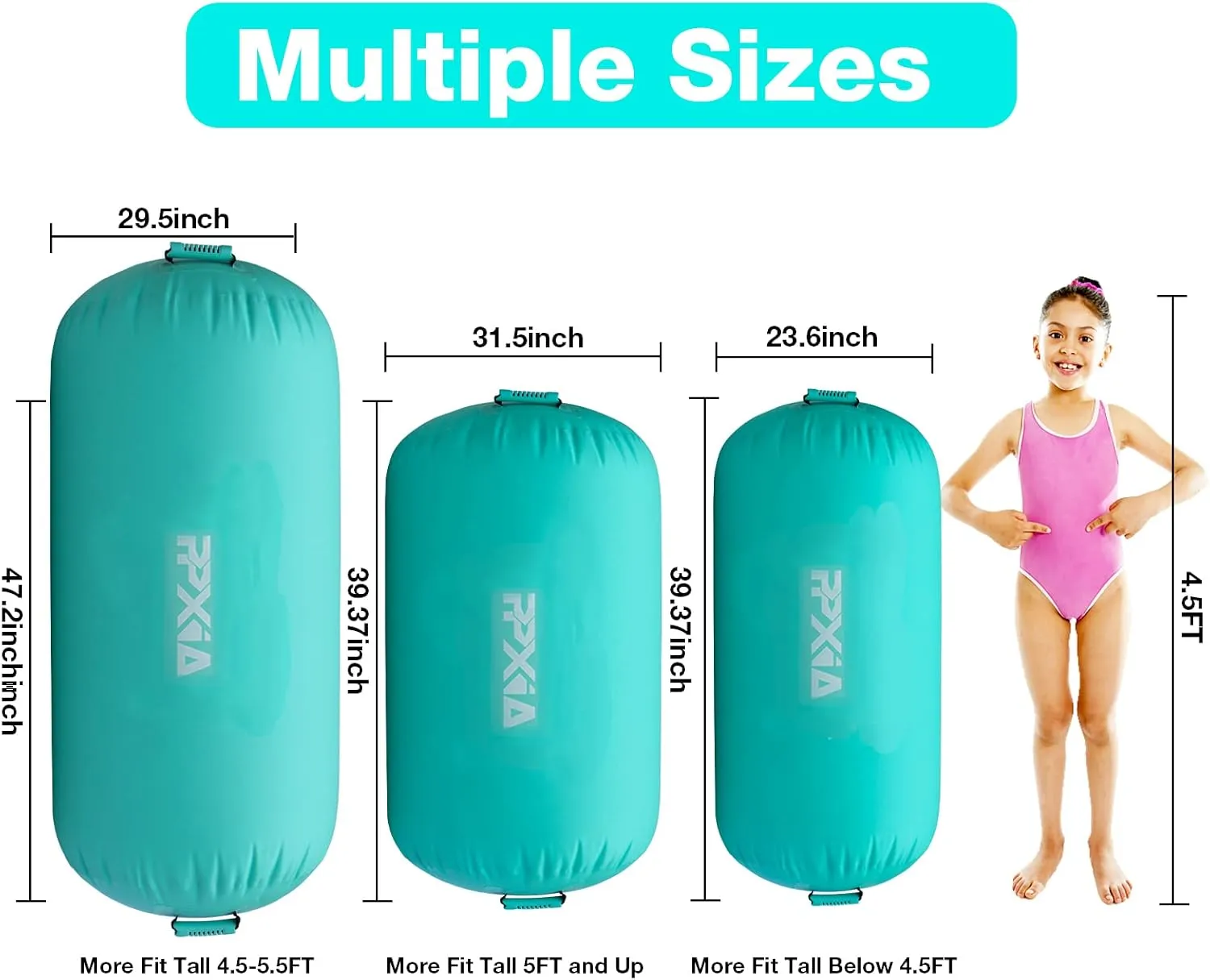Gymnastics Air Roller Air Barrel Inflatable Tumbling Mat, Tumble Track Backhandspring Mat Gymnastic Equipment with Pump for Yoga Training Cheerleading Home Use