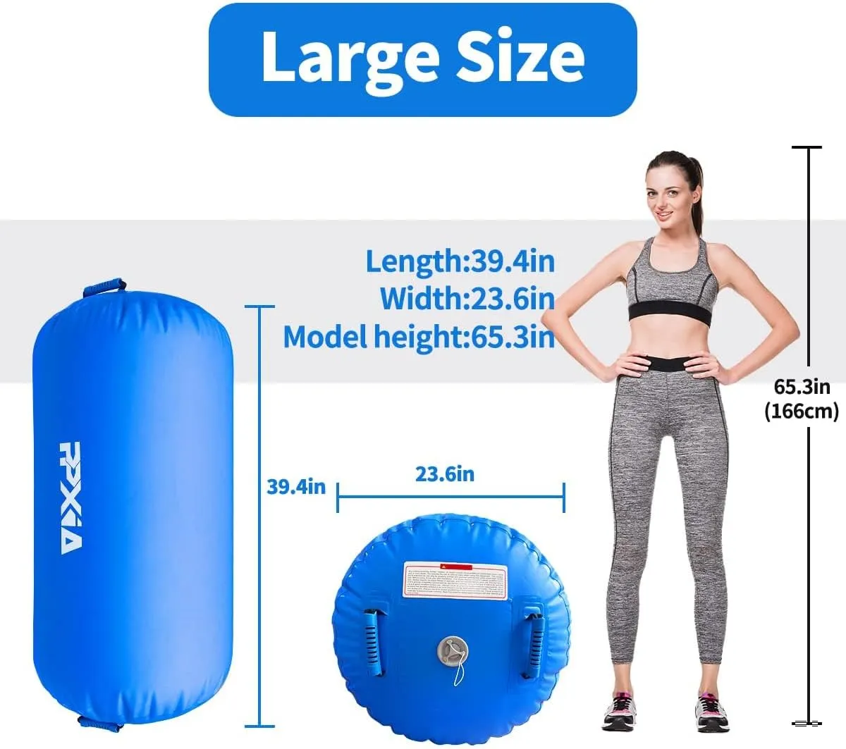 Gymnastics Air Roller Air Barrel Inflatable Tumbling Mat, Tumble Track Backhandspring Mat Gymnastic Equipment with Pump for Yoga Training Cheerleading Home Use