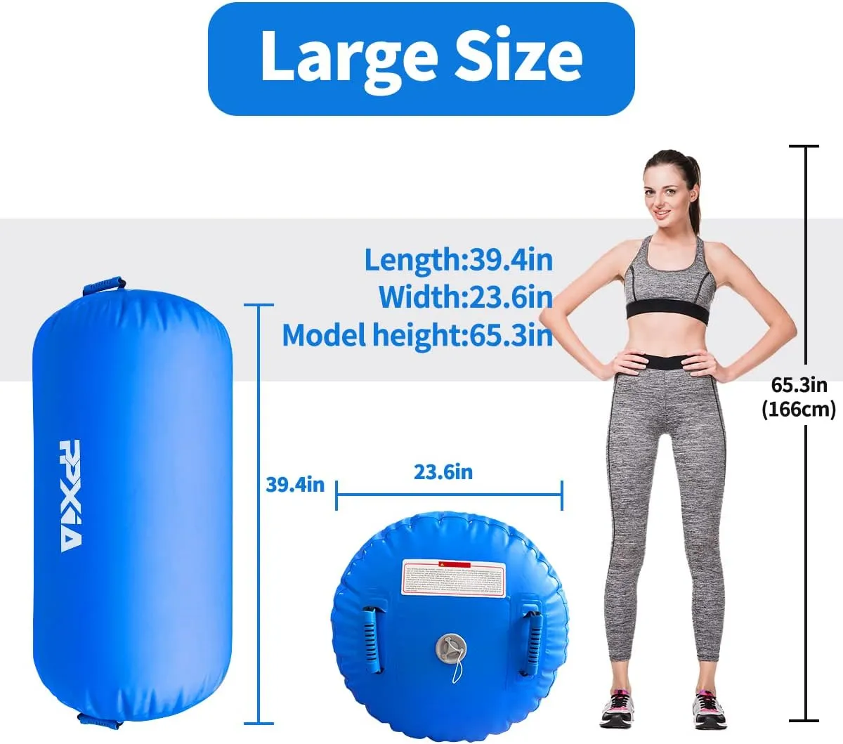 Gymnastics Air Roller Air Barrel Inflatable Tumbling Mat, Tumble Track Backhandspring Mat Gymnastic Equipment with Pump for Yoga Training Cheerleading Home Use