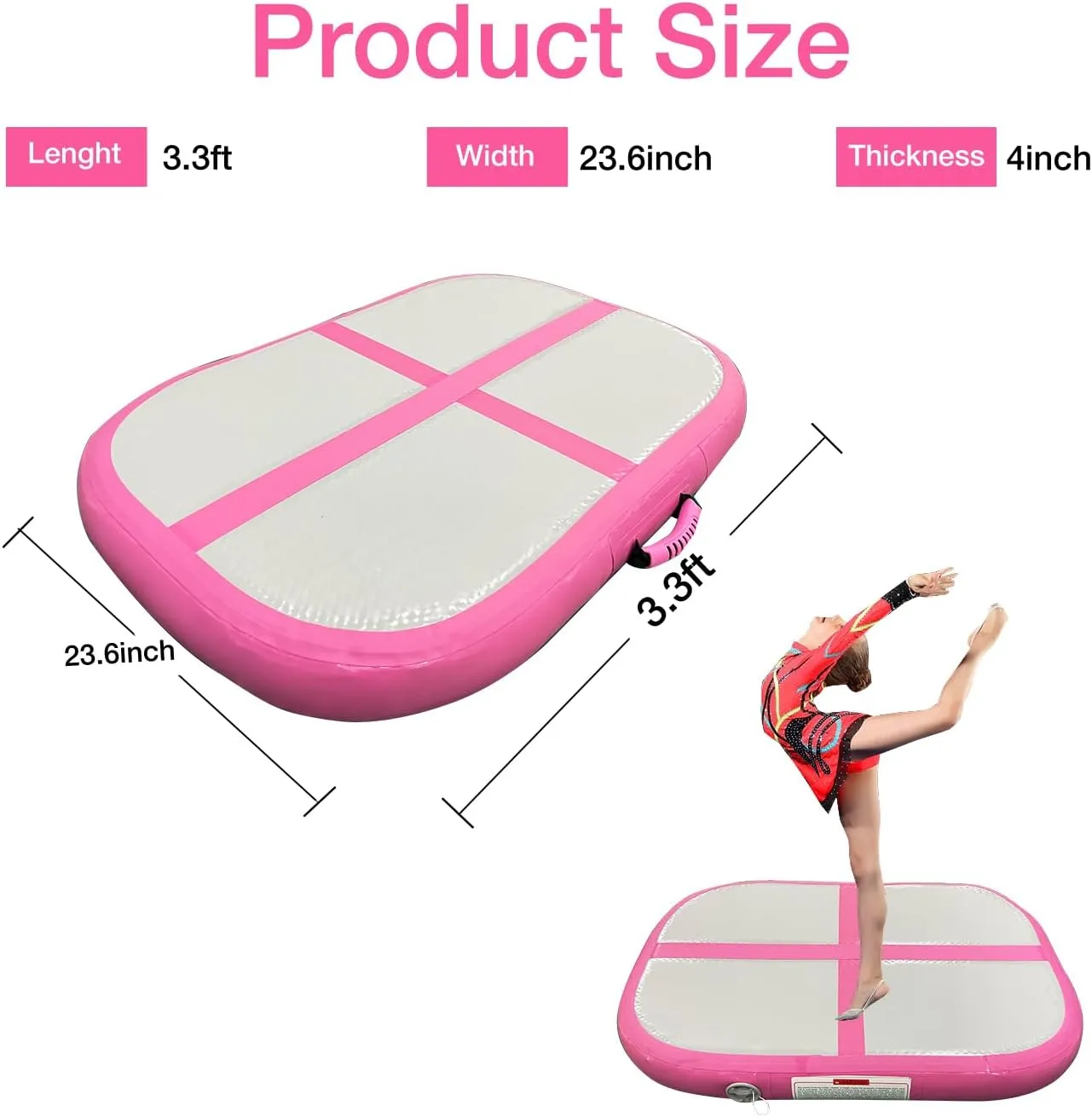 Gymnastics Air Roller Air Barrel Inflatable Tumbling Mat, Tumble Track Backhandspring Mat Gymnastic Equipment with Pump for Yoga Training Cheerleading Home Use