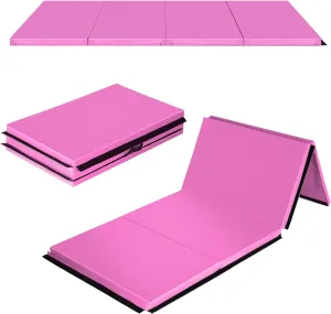 Gymnastics Mat 4'x10'x2" Thick Tumbling Mat with Carrying Handles Floding Interlocking Gym Mat for Gymnastics, Wrestling, MMA, Martial Arts, Stretching, Core Workouts