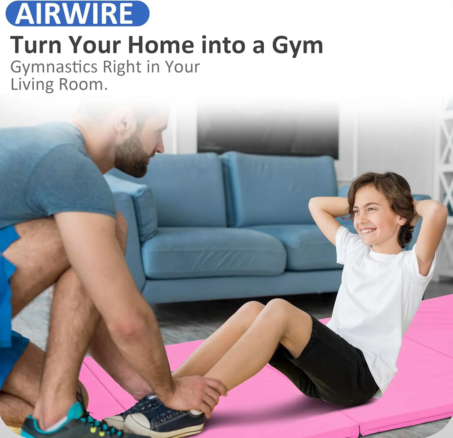 Gymnastics Mat 4'x10'x2" Thick Tumbling Mat with Carrying Handles Floding Interlocking Gym Mat for Gymnastics, Wrestling, MMA, Martial Arts, Stretching, Core Workouts