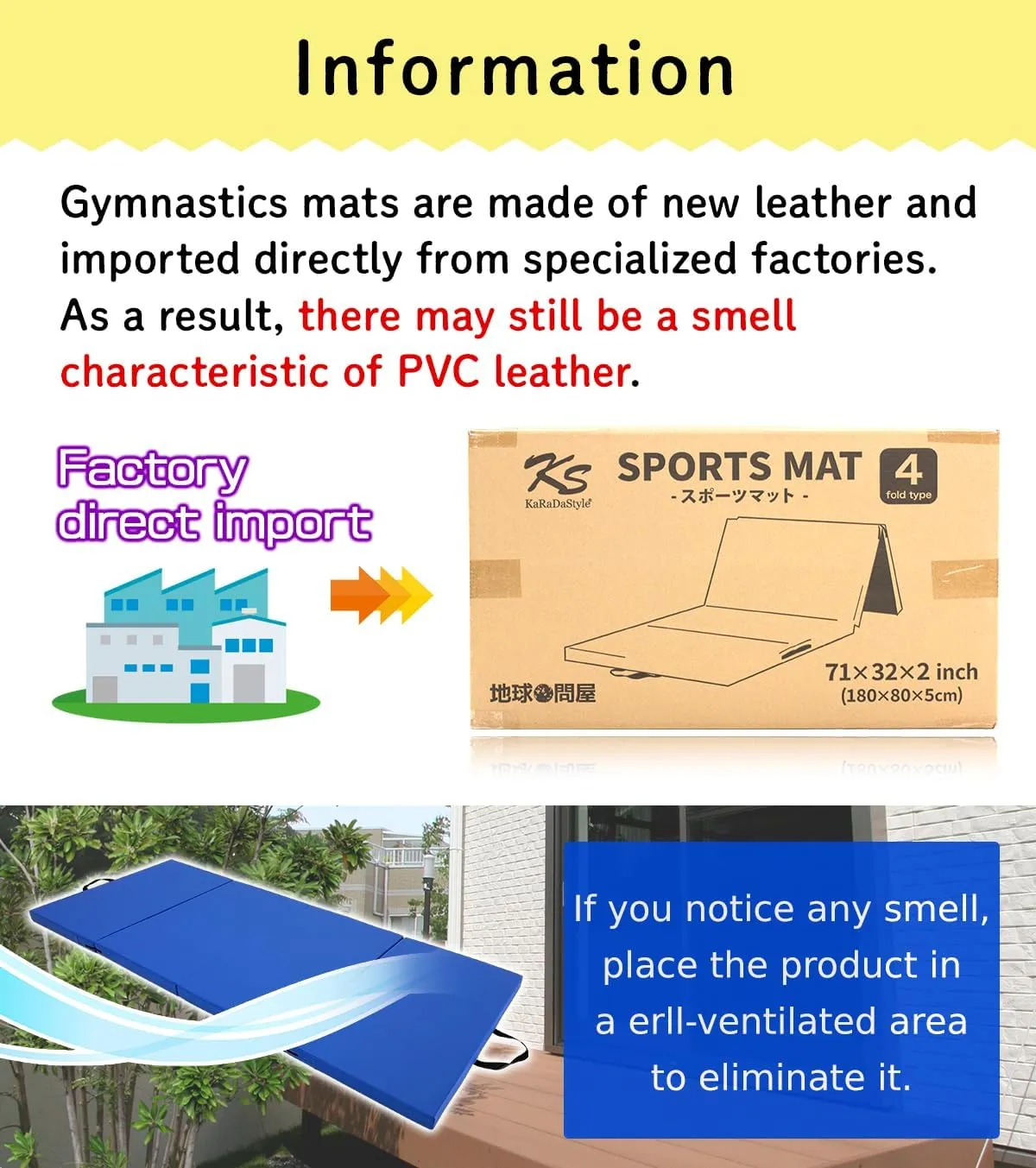 Gymnastics Mat Folding Stretch Mats 71"x31"x2" Exercise Muscle Training Children Play Horizontal Bar Mat Yoga Sports Soundproof Home Use