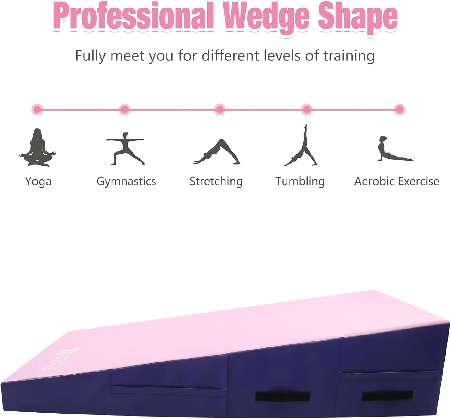 Gymnastics Wedge Mats Folding for Home Use | Incline Mat Cheese Wedge With Waterproof PVC Cover, EPE Foam for Exercise, Tumbling, Yoga, Pilates