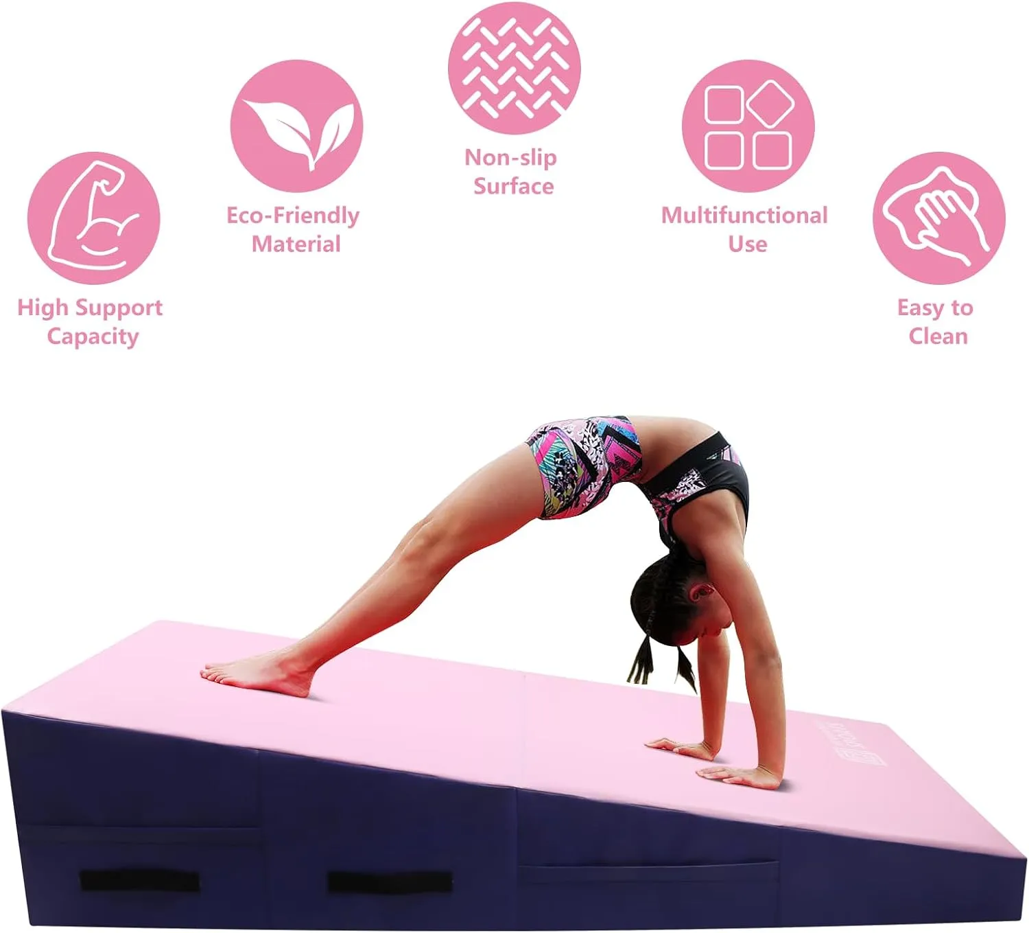 Gymnastics Wedge Mats Folding for Home Use | Incline Mat Cheese Wedge With Waterproof PVC Cover, EPE Foam for Exercise, Tumbling, Yoga, Pilates