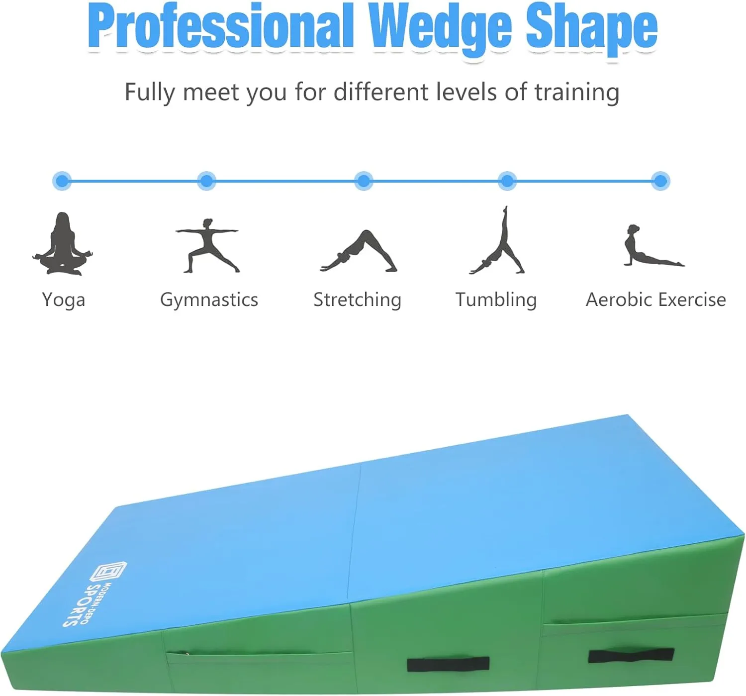 Gymnastics Wedge Mats Folding for Home Use | Incline Mat Cheese Wedge With Waterproof PVC Cover, EPE Foam for Exercise, Tumbling, Yoga, Pilates