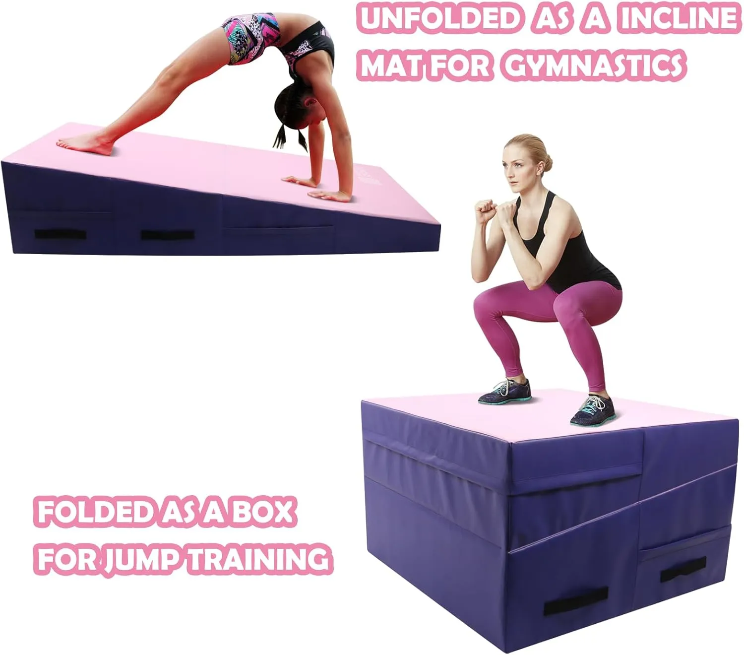 Gymnastics Wedge Mats Folding for Home Use | Incline Mat Cheese Wedge With Waterproof PVC Cover, EPE Foam for Exercise, Tumbling, Yoga, Pilates