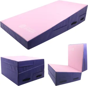 Gymnastics Wedge Mats Folding for Home Use | Incline Mat Cheese Wedge With Waterproof PVC Cover, EPE Foam for Exercise, Tumbling, Yoga, Pilates
