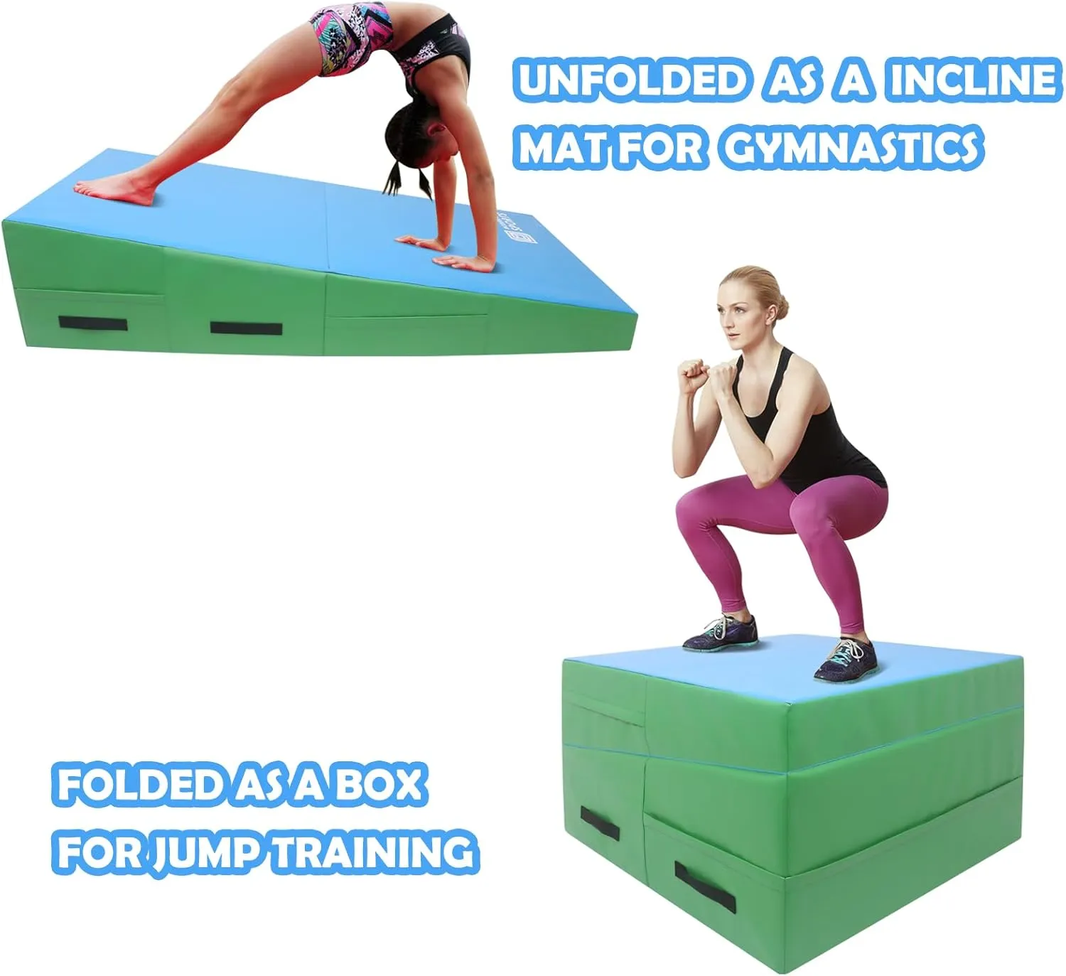 Gymnastics Wedge Mats Folding for Home Use | Incline Mat Cheese Wedge With Waterproof PVC Cover, EPE Foam for Exercise, Tumbling, Yoga, Pilates