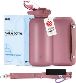 H2O Capsule Half Gallon Insulated Water Bottle With Straw - Stainless Steel Thermos Water Bottle With Sipping/Chugging Lid & Shoulder Strap For Storage - 64 oz Vacuum Flask, Keeps Hot Cold (Plum)