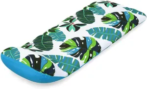 H2O GO Blissful Drifter Fabric Floating Mat - 72" x 28.5", Tropical, Inflatable Pool Lounger, Pillow Cushion, Removable Washable UPF Cover, Water Play
