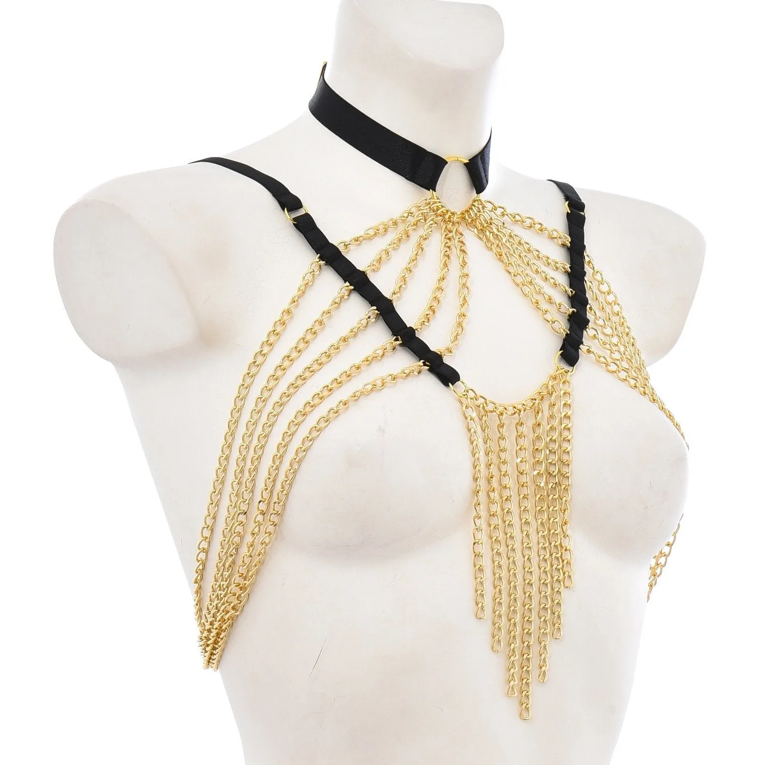 Halter metal chain adjustable choker harness