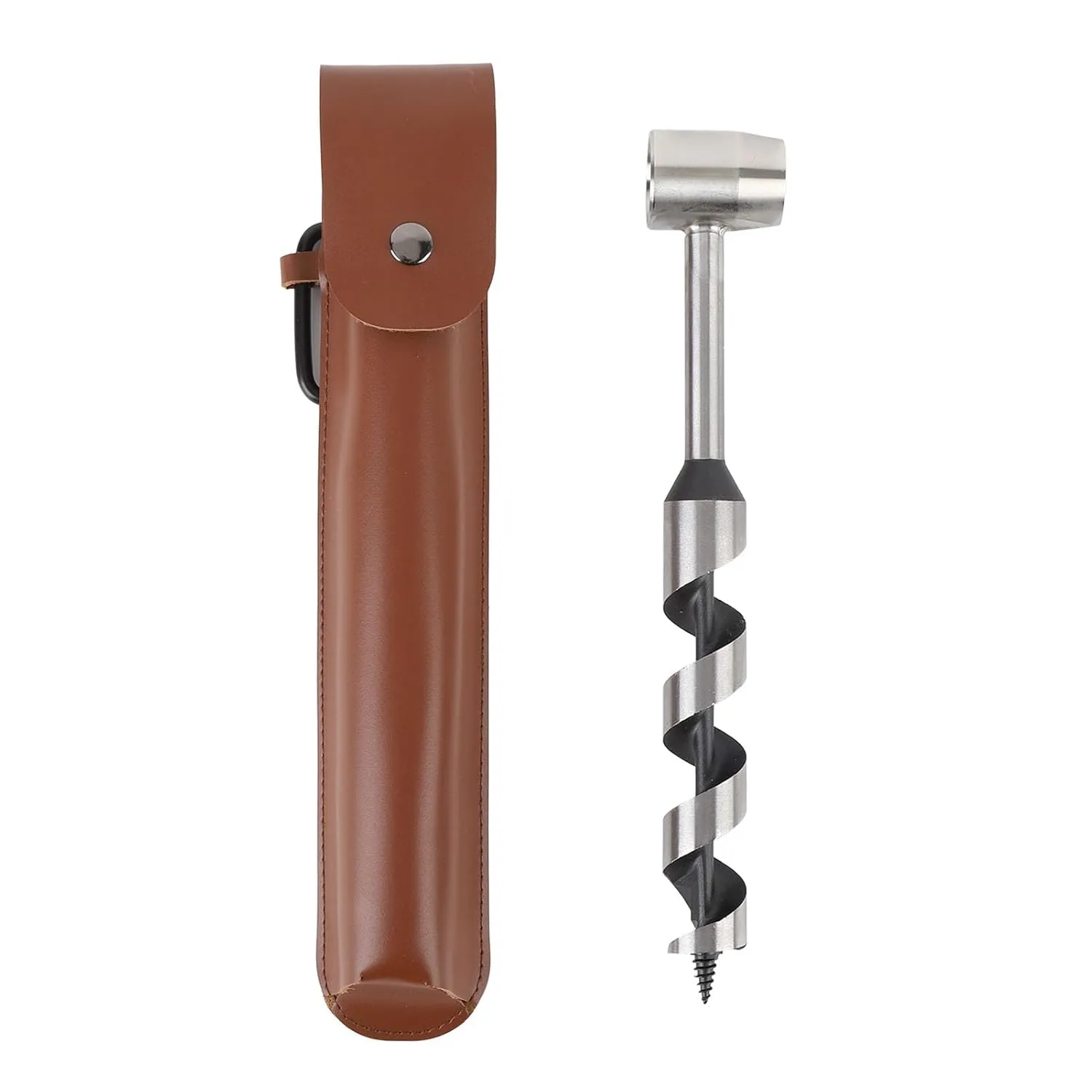 Hand Auger Wood Drill with PU Sleeve,Bushcraft Hand Auger Wrench Bushcraft Gear and Equipment Settlers Wrench Survival Tools for Outdoor Backpacking Camping