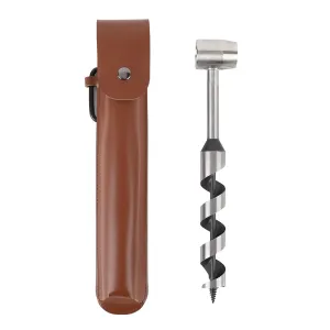 Hand Auger Wood Drill with PU Sleeve,Bushcraft Hand Auger Wrench Bushcraft Gear and Equipment Settlers Wrench Survival Tools for Outdoor Backpacking Camping