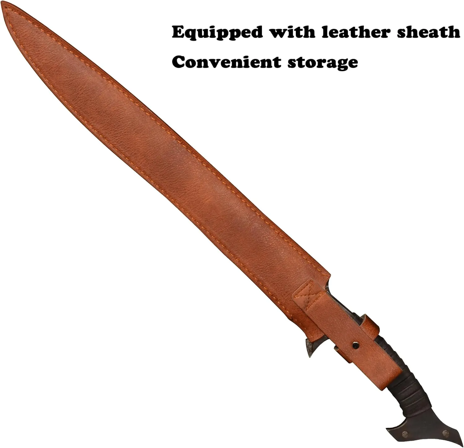 Handmade Sword and Blade Series, Sharp Manganese Steel 52HRC, Full Tang, Leather Sheath, Outdoor, Hunting, Camping, Hiking, Survival, Multiple Styles