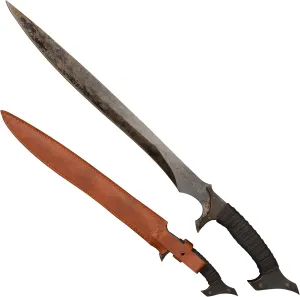 Handmade Sword and Blade Series, Sharp Manganese Steel 52HRC, Full Tang, Leather Sheath, Outdoor, Hunting, Camping, Hiking, Survival, Multiple Styles