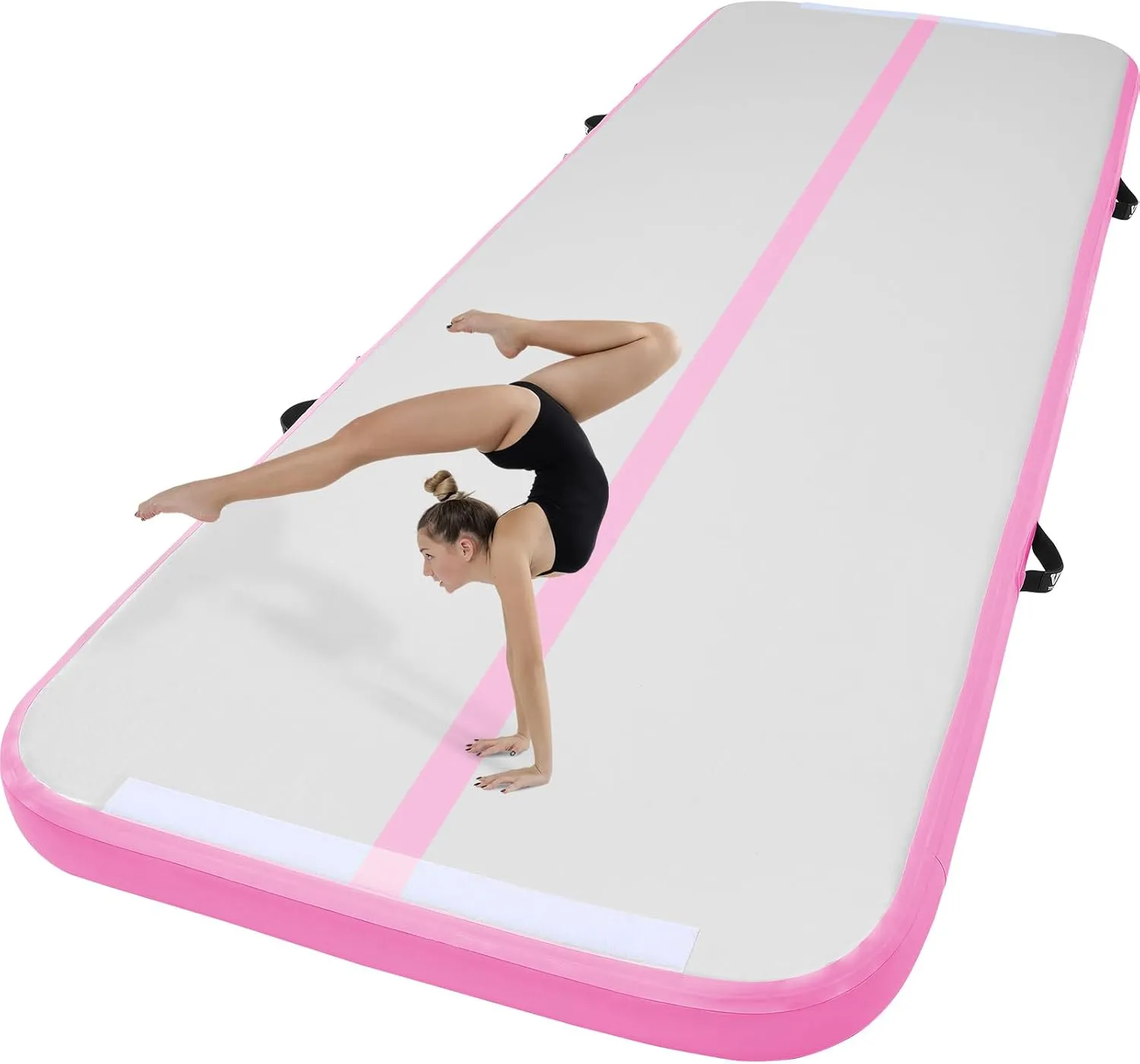 Happybuy Inflatable Air Gymnastic Mat, 4 inches Thickness Air Tumble Track with Electric Air Pump,Dubrable Material Air Mat for Home Use/Training/Cheerleading/Yoga/Water