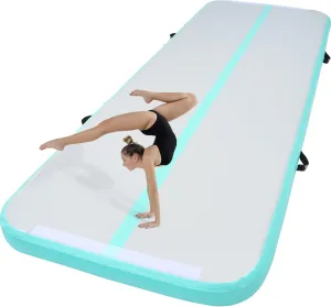 Happybuy Inflatable Air Gymnastic Mat, 4 inches Thickness Air Tumble Track with Electric Air Pump,Dubrable Material Air Mat for Home Use/Training/Cheerleading/Yoga/Water