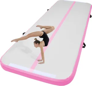 Happybuy Inflatable Air Gymnastic Mat, 4 inches Thickness Air Tumble Track with Electric Air Pump,Dubrable Material Air Mat for Home Use/Training/Cheerleading/Yoga/Water