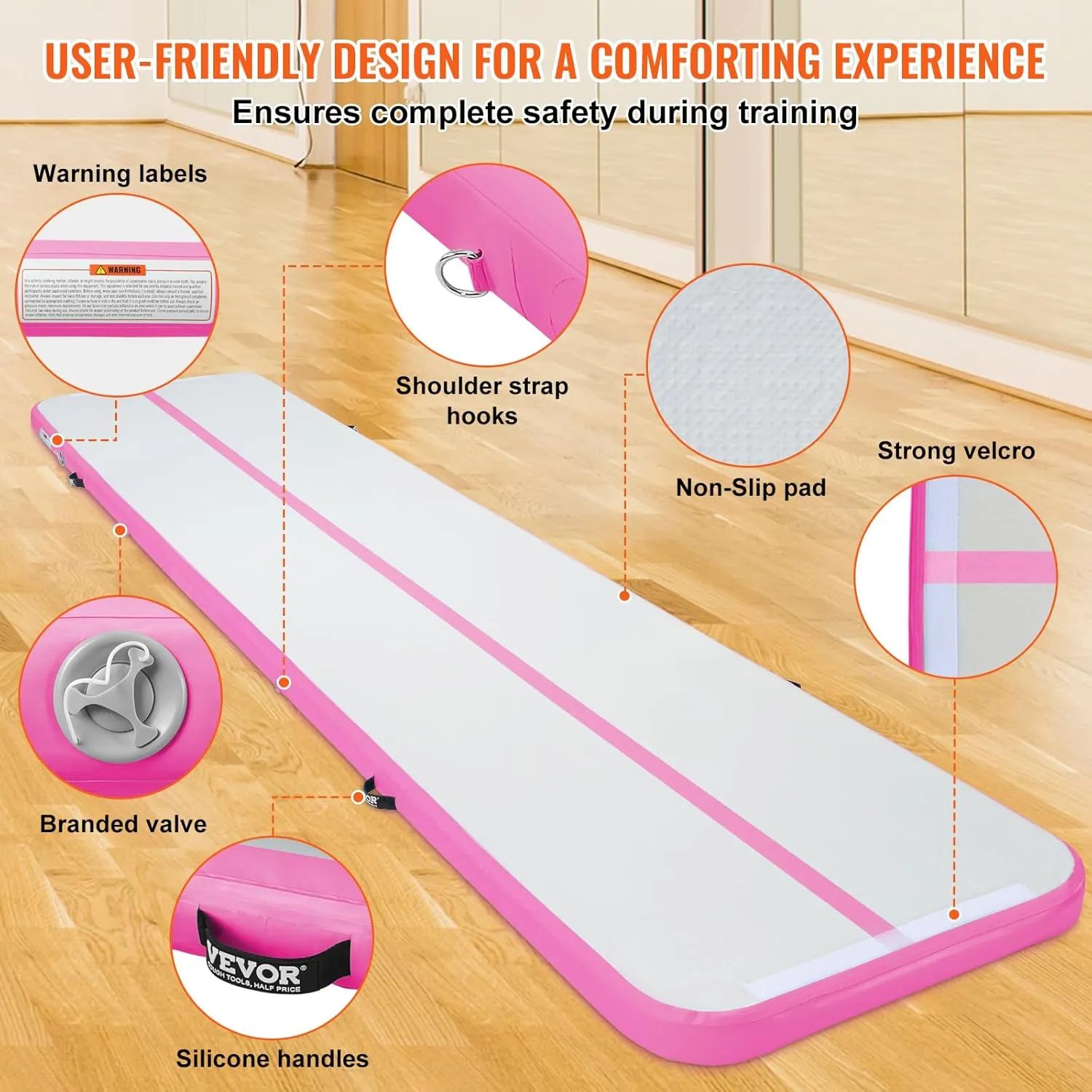Happybuy Inflatable Air Gymnastic Mat, 4 inches Thickness Air Tumble Track with Electric Air Pump,Dubrable Material Air Mat for Home Use/Training/Cheerleading/Yoga/Water