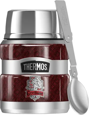 Harry Potter Gryffindor House Crest THERMOS STAINLESS KING Stainless Steel Food Jar with Folding Spoon, Vacuum insulated & Double Wall, 16oz
