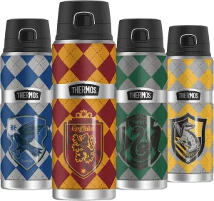 Harry Potter Gryffindor Plaid Sigil, THERMOS STAINLESS KING Stainless Steel Drink Bottle, Vacuum insulated & Double Wall, 24oz