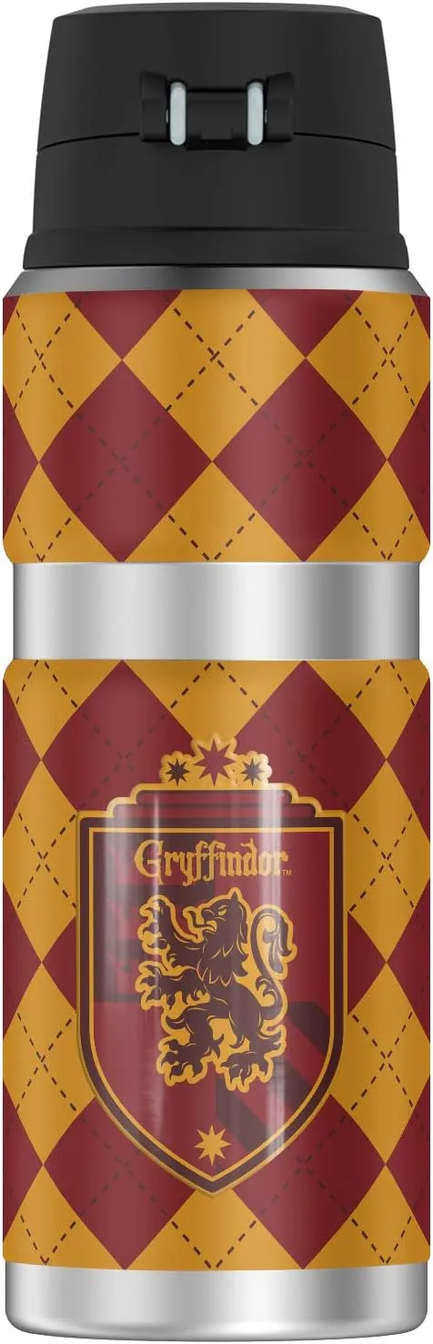 Harry Potter Gryffindor Plaid Sigil, THERMOS STAINLESS KING Stainless Steel Drink Bottle, Vacuum insulated & Double Wall, 24oz