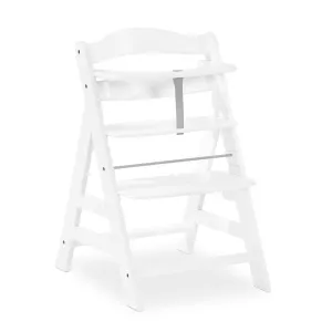 hauck Alpha  Grow Along Solid Beechwood Highchair with Adjustable Seat, White