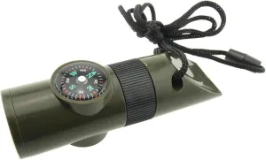 HBJWOV 7in1 Emergency Survival Whistle Compass Multifunction Tool Magnifier Flashlight Storage Container Thermometer for Camping Hiking