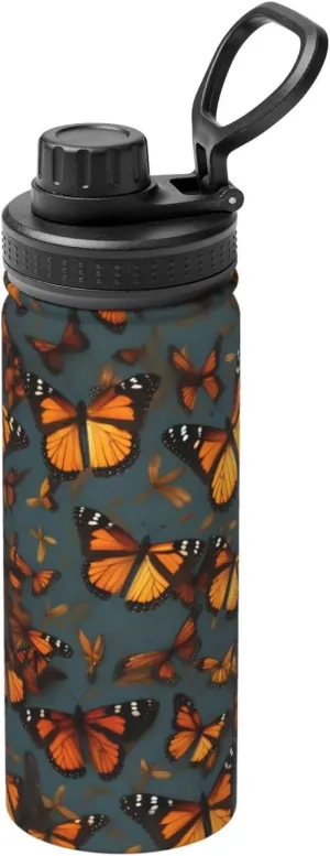 Heaps of Orange Monarch Butterflies Sports Insulated Water Bottle - Premium 18 oz. Stainless Steel Hydration Bottle for Outdoor Enthusiasts