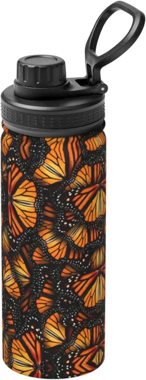 Heaps of Orange Monarch Butterflies Sports Insulated Water Bottle - Premium 18 oz. Stainless Steel Hydration Bottle for Outdoor Enthusiasts