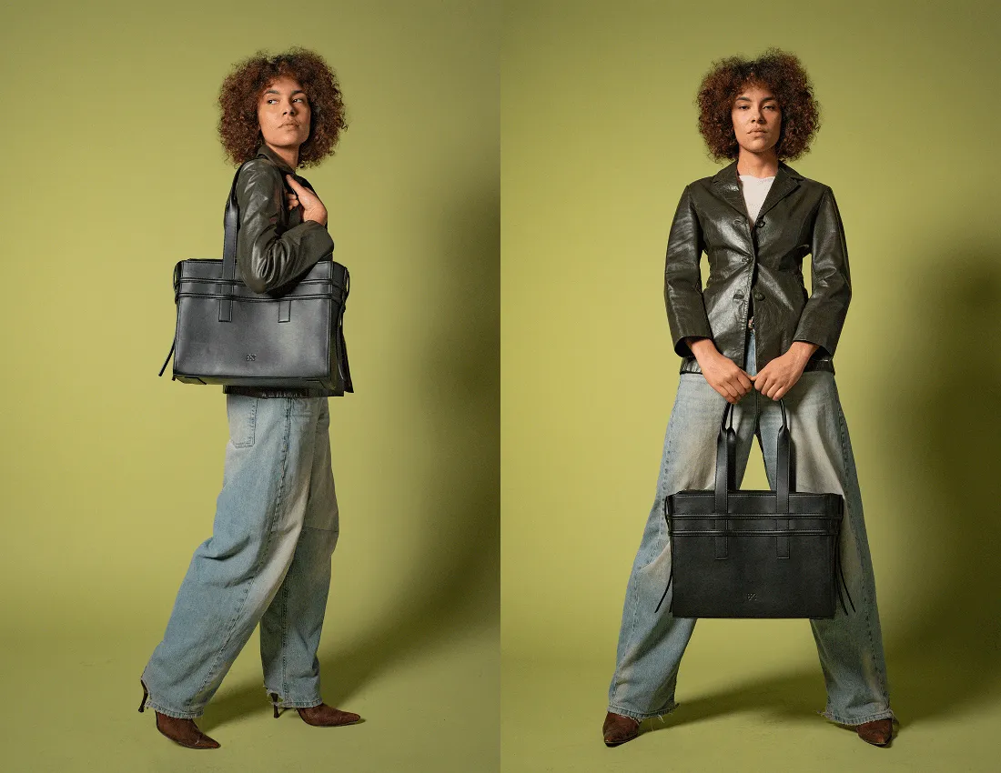 Hedy Vegan Italian Grape Leather Carry All Tote | Onyx