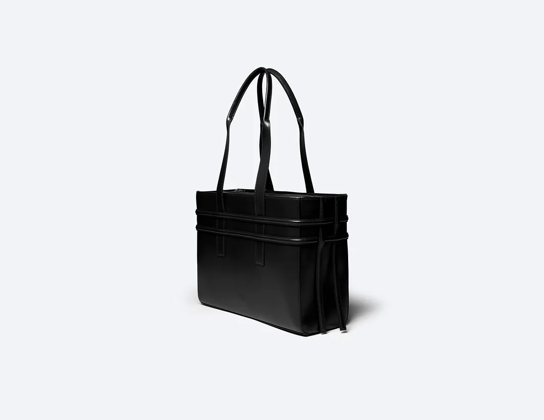 Hedy Vegan Italian Grape Leather Carry All Tote | Onyx