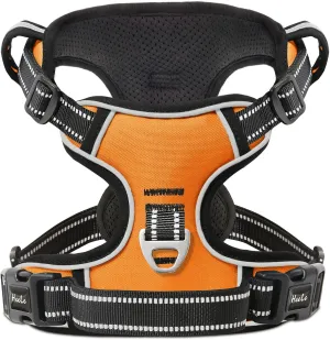 HEELE Dog Harness, No Pull Adjustable Padded Reflective Harness for Small Medium Large Dogs with Handle for Walking Training, Orange, XL